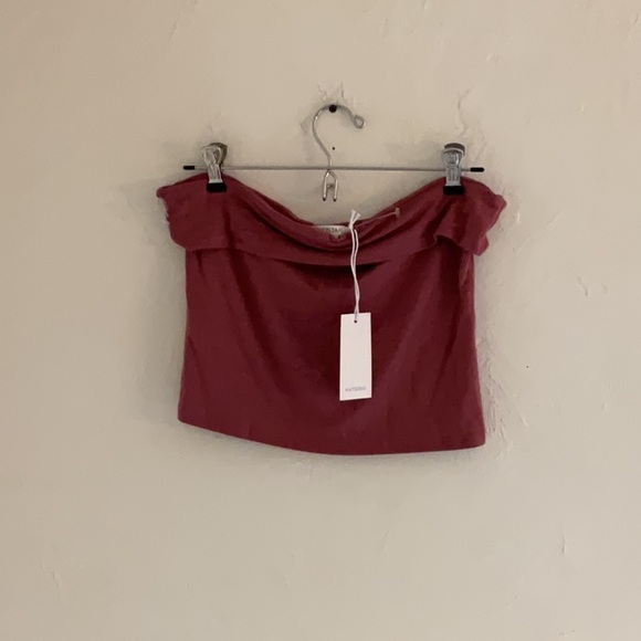 Antistar Tops - Antistar Fold Over Strapless Tube Top, Size L, Red/Rose, NWT